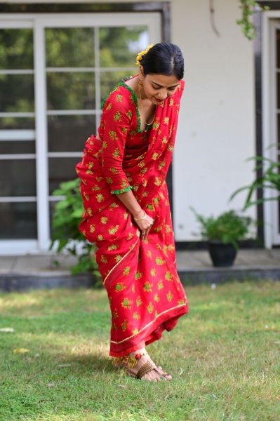 Balrampur Red Chintz Saree