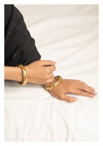 Krishna Gold Tone Silver Bangle