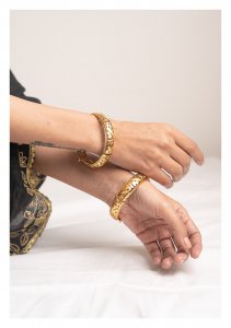 Krishna Gold Tone Silver Bangle