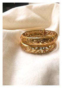 Krishna Gold Tone Silver Bangle