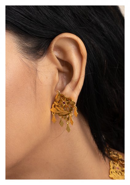 Aasira Handmade Gold Tone Silver Earrings