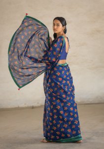 Wishing Blue Cotton Saree