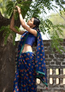 Wishing Blue Cotton Saree