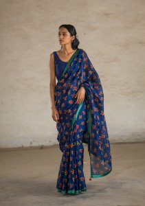 Wishing Blue Cotton Saree