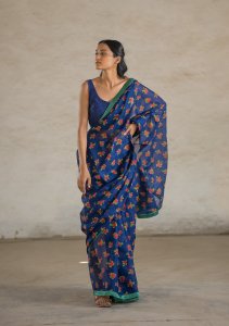 Wishing Blue Cotton Saree