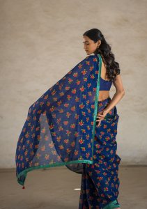 Wishing Blue Cotton Saree