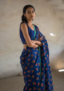 Wishing Blue Cotton Saree