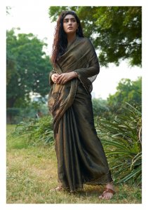 Midnight Charcoal Tissue Chanderi Saree