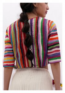 Tahevara Textured Multicolor Crop Top