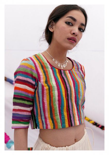 Tahevara Textured Multicolor Crop Top