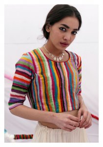 Tahevara Textured Multicolor Crop Top