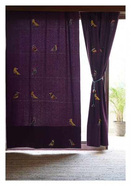 Indian Roller Purple canvas Curtain