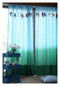 Kingfisher Ombre Blue Cotton Curtain