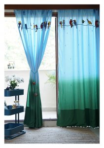 Kingfisher Ombre Blue Cotton Curtain