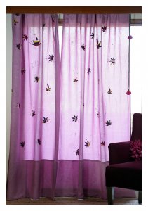 Cannabis lavender Linen Curtain