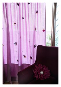 Cannabis lavender Linen Curtain