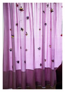 Cannabis lavender Linen Curtain