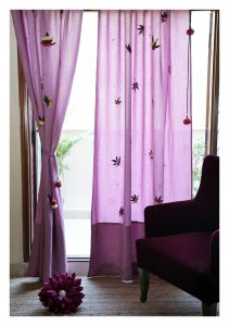 Cannabis lavender Linen Curtain