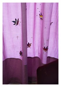 Cannabis lavender Linen Curtain