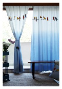 Pheasant Ombre Blue canvas Curtain