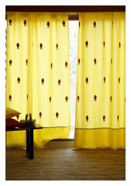 Water Lily Yellow Linen Curtain