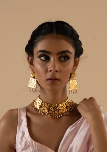 Nadira Gold Tone Necklace & Earrings Set