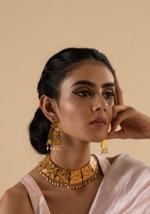 Nadira Gold Tone Necklace & Earrings Set