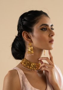 Nadira Gold Tone Necklace & Earrings Set