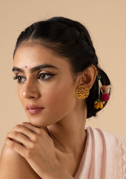 Nandi Handmade Gold Tone Silver Studs