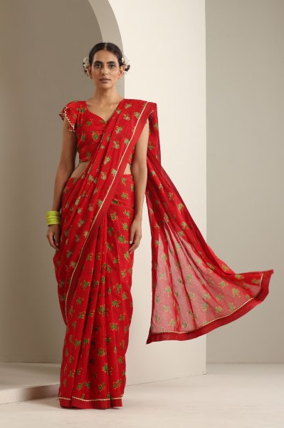 Balrampur Red Chintz Saree