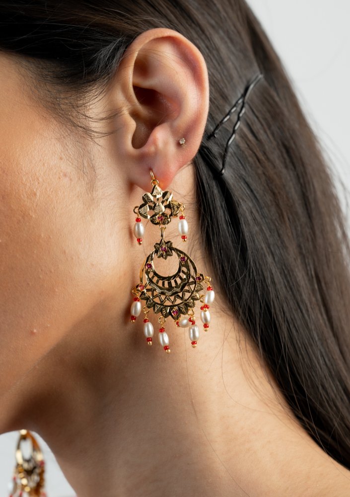 Janaki Gold Tone Silver Earrings