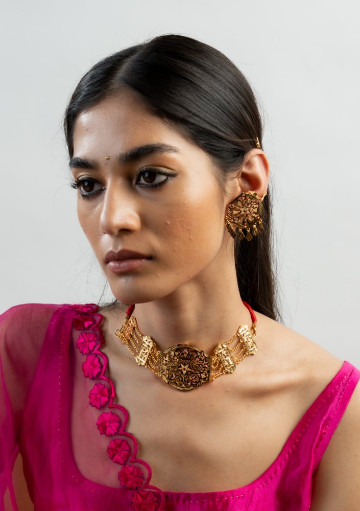 Savitri Gold Tone Silver Necklace