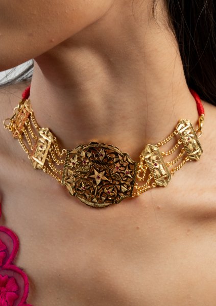 Savitri Gold Tone Silver Necklace