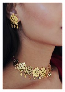 Gulband Handmade Gold Tone Silver Choker Necklace