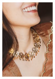 Gulband Handmade Gold Tone Silver Choker Necklace