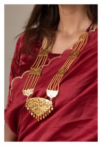 Rani Handmade Gold tone Silver Necklace and Earrings Set