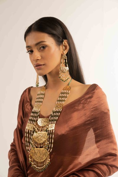 Lambanam Gold Tone Silver Necklace & Earrings Set