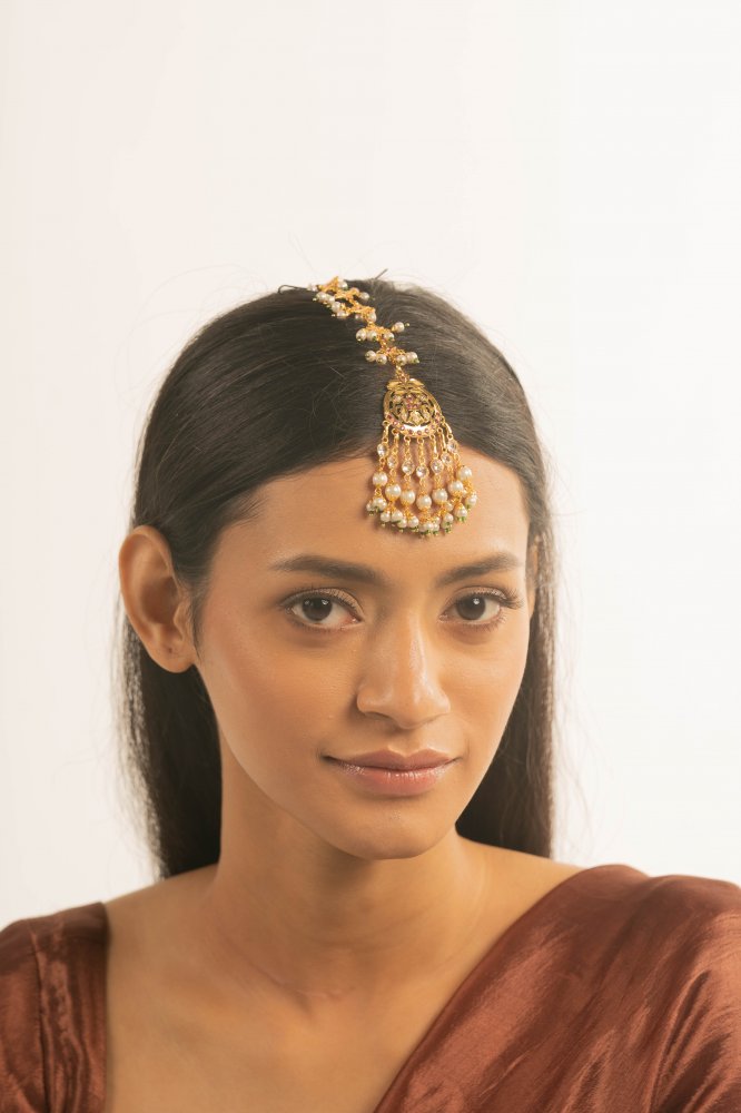 Kanchi Gold Tone Silver Mangtikka