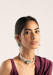 Juni Floral Textile Necklace & Earrings Set