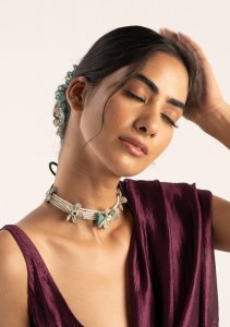 Juni Floral Textile Necklace & Earrings Set