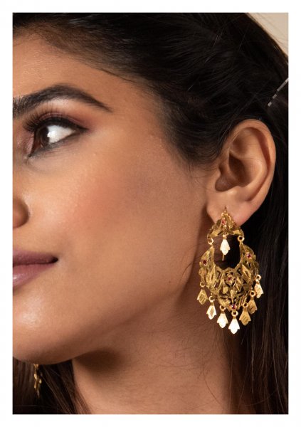 Raniya Handmade Gold Tone Silver Earrings