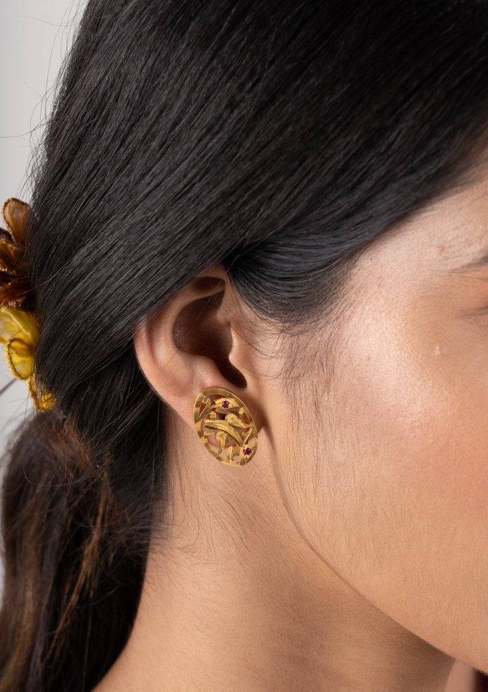 Bijul Gold Tone Silver Studs