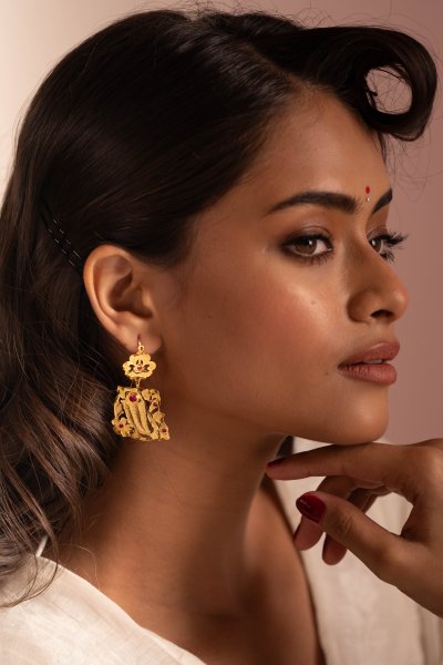 Rajni Gold Tone Silver Earrings