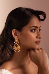 Shashikala Gold Tone Silver Earrings