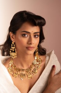 Shanta Gold Tone Silver Necklace & Earrings Set