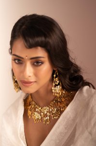 Shanta Gold Tone Silver Necklace & Earrings Set