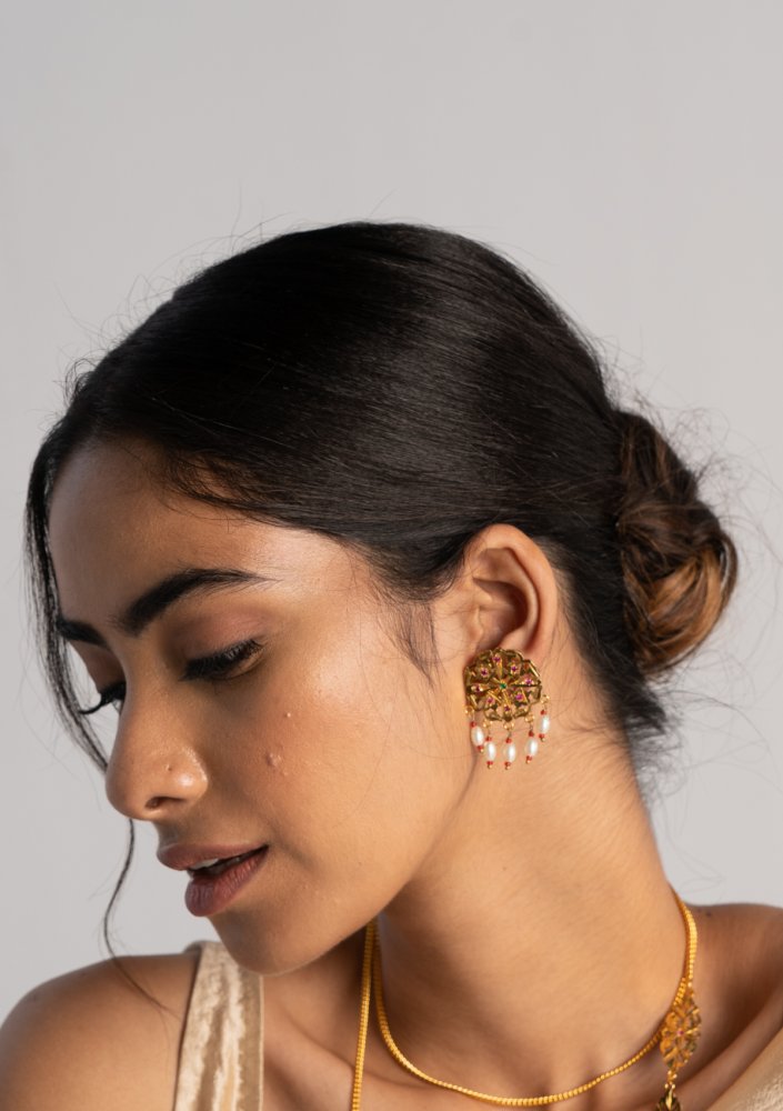 Ekkam Gold Tone Silver Earrings