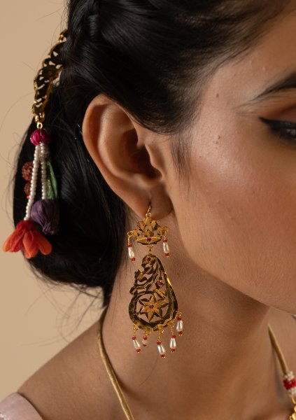 Roopa Gold Tone Silver Earrings