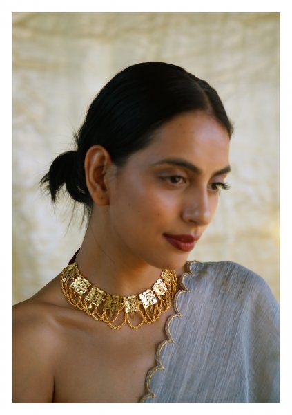 Madhumalti Handmade Gold Tone Silver Necklace