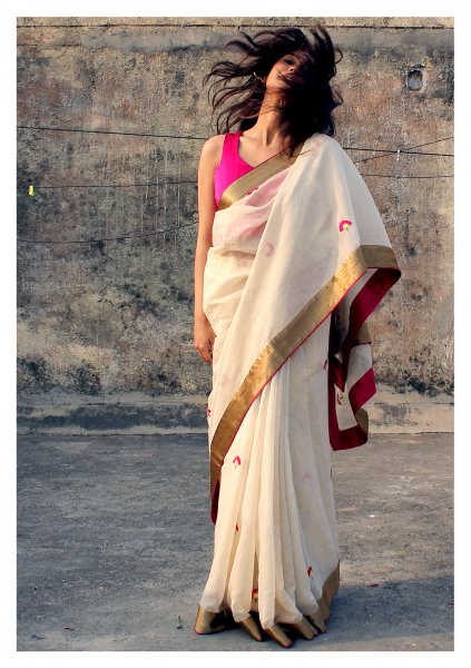 Gandak Gold Tissue Chanderi Saree